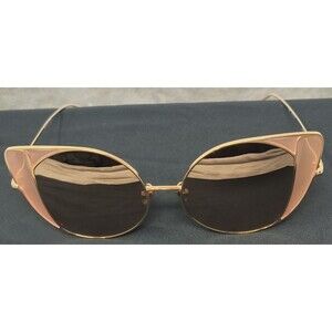 Linda Farrow 854 C6 Austin Oversized Cat Eye Sunglasses Rose Gold Titanium Frame